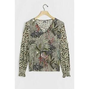 NEW Anthropologie Blank London Size M Sibley Wildlife Animal Print Top Elephant